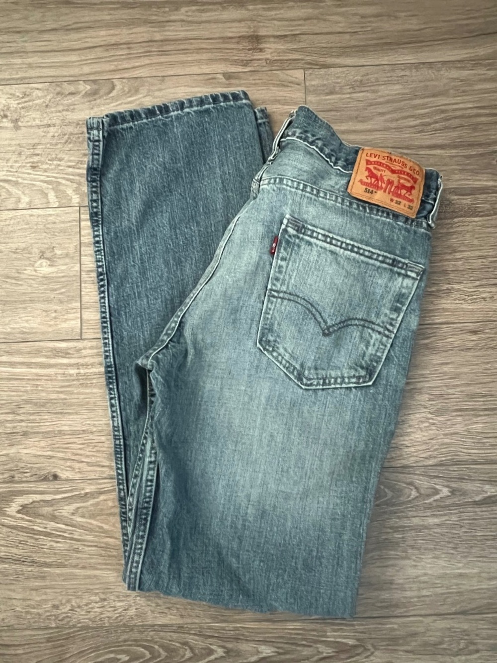 LEVI LEVIS Strauss 514 W32 L32 Regular Fit Straight Leg Blue Denim Mens Jeans